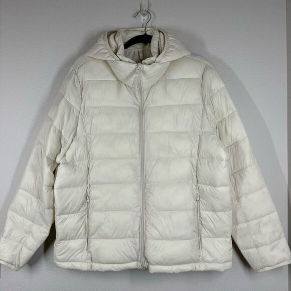 Abercrombie & Fitch Jackets & Blazers - Abercrombie & Fitch Lightweight Packable Puffer Jacket Hooded Cream Size Large